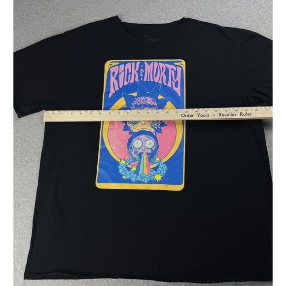 Rick And Morty Shirt Mens XLarge Black Adult Swim Psychedelic Graphic Cartoon - Picture 8 of 11